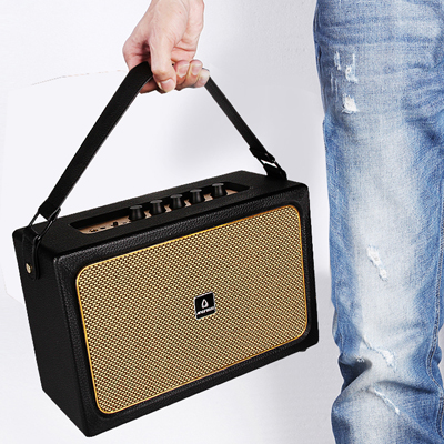 阿隆索復古典雅K歌藍牙音箱重低音藍牙音箱手提音箱雙無線麥克風